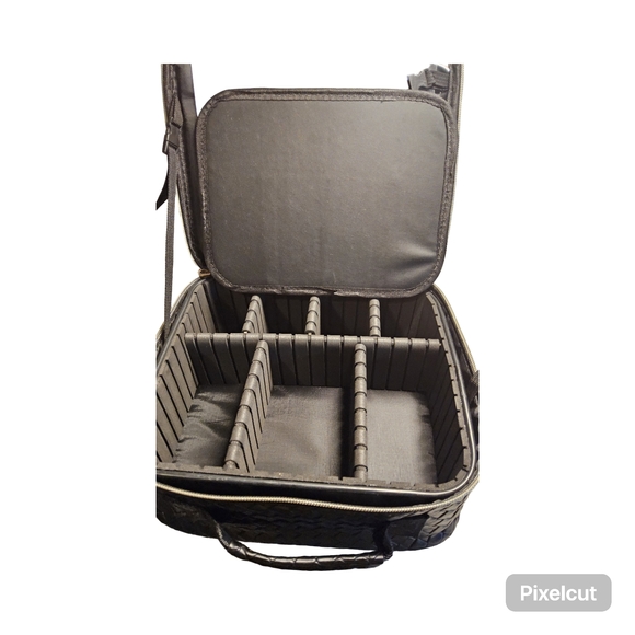 NWOT Black Woven Cosmetic Bag with mirror - Picture 5 of 8